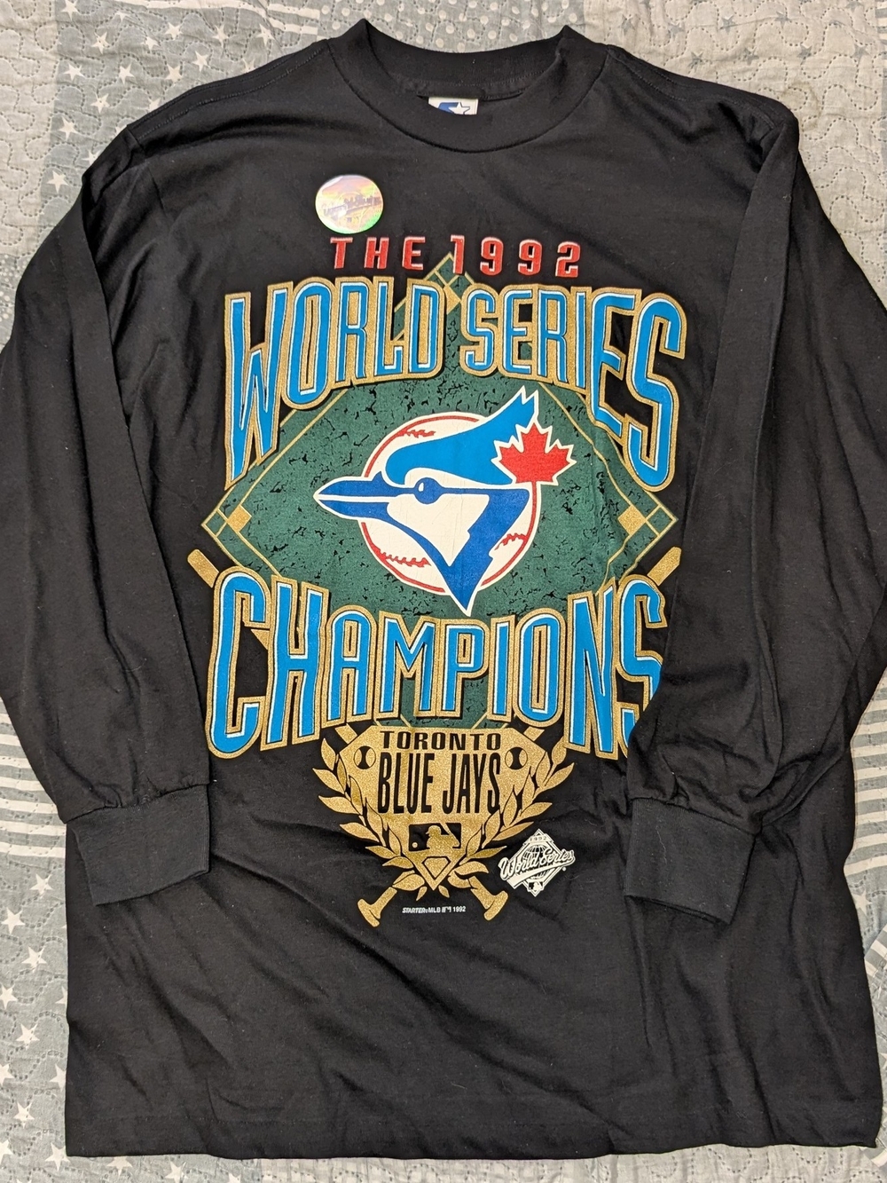vintage 1992 Toronto Blue Jays World Series Champions long-sleeve graphic S Size